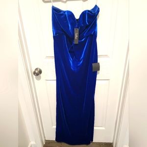 Royal Blue Velvet Twist- Front Maxi Dress
